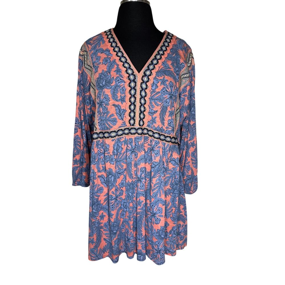 J. Jill Refresh Embroidered Floral Tunic Top Size M Cotton Boho Lace Crochet - Picture 2 of 16